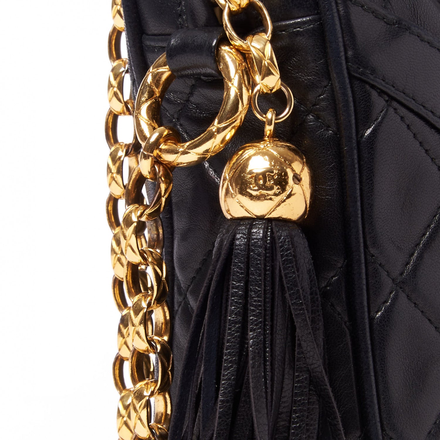 Chanel Lambskin Quilted CC Tassel Camera Case Black 10 of 10