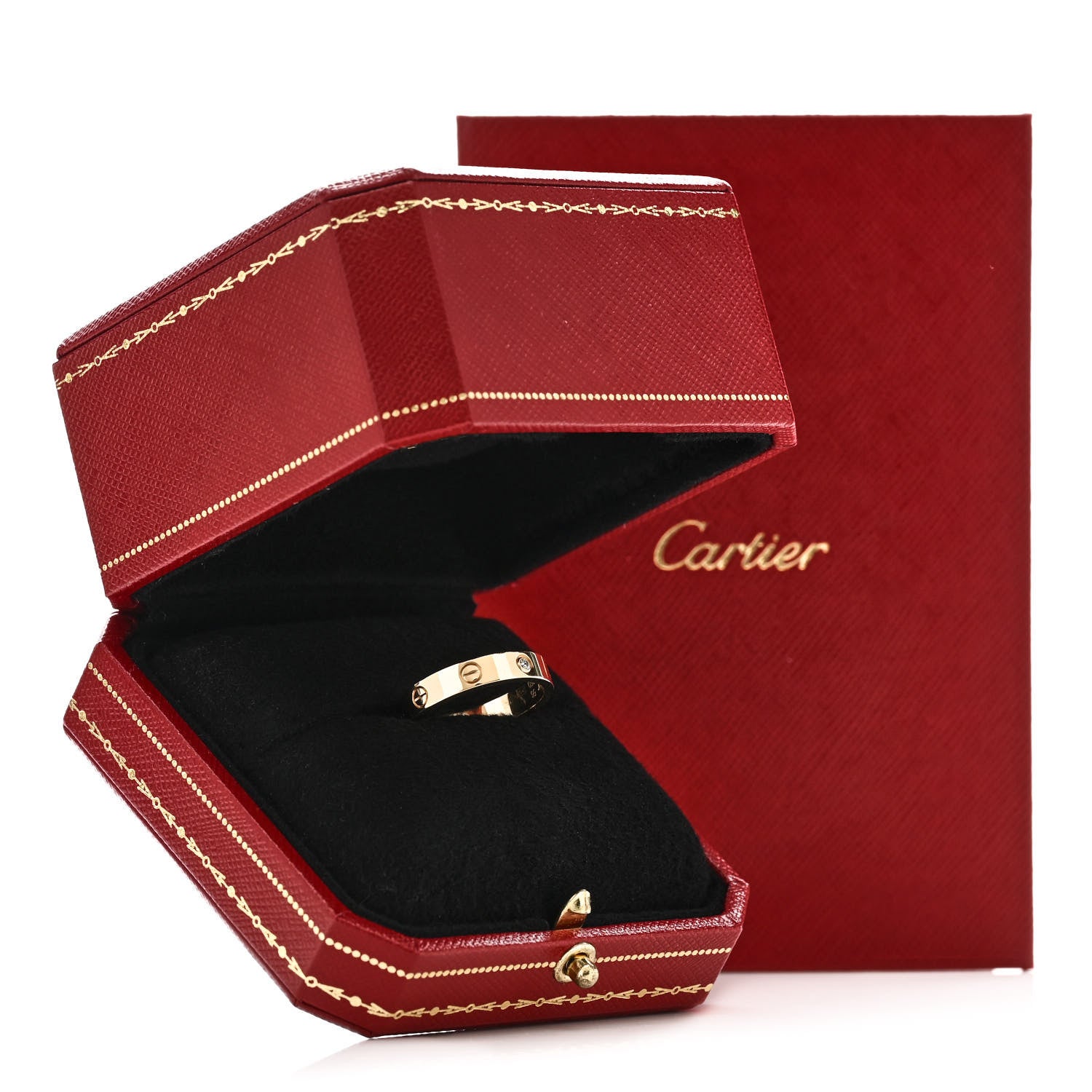 Cartier 18K Yellow Gold Diamond 4mm LOVE Wedding Band Ring 56 7.5 6 of 6