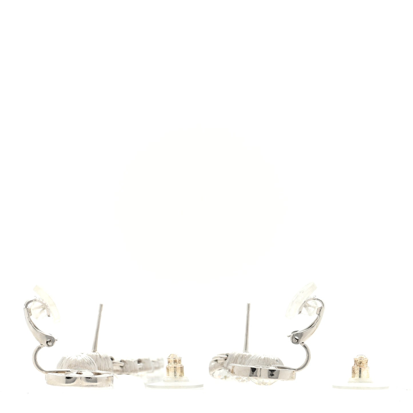 Crystal CC Long Drop Earrings Silver