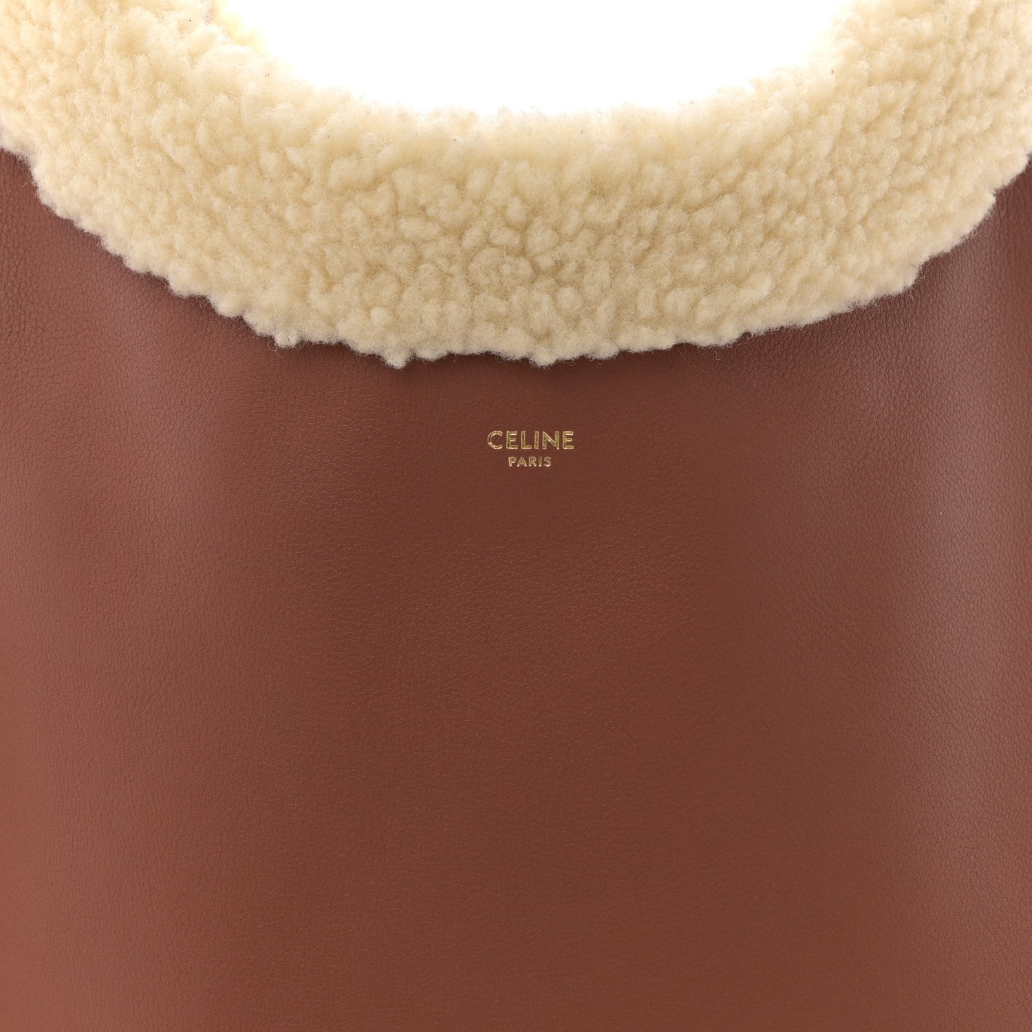 Celine Supple Calfskin Shearling Large Leandre Hobo Brown 1770502