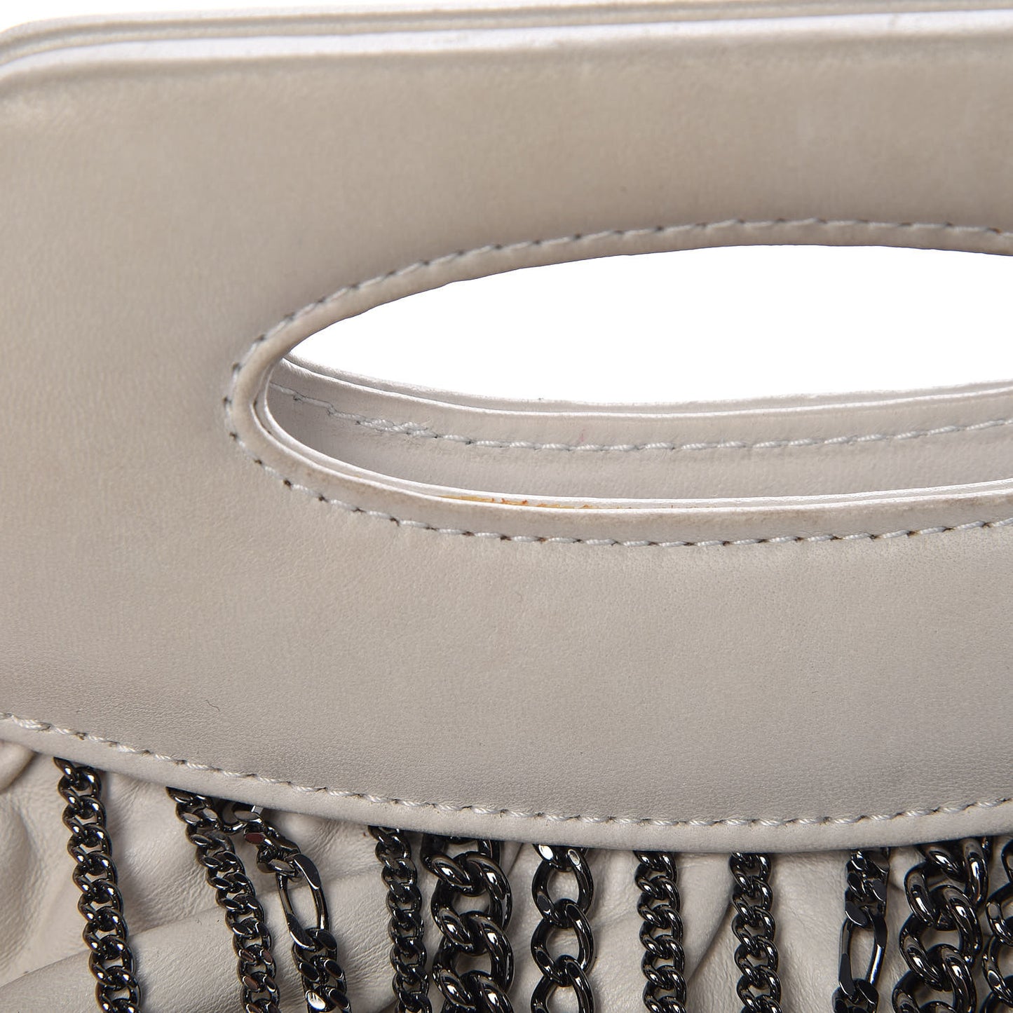 Lambskin Chain Embellished Frame Tote Ivory
