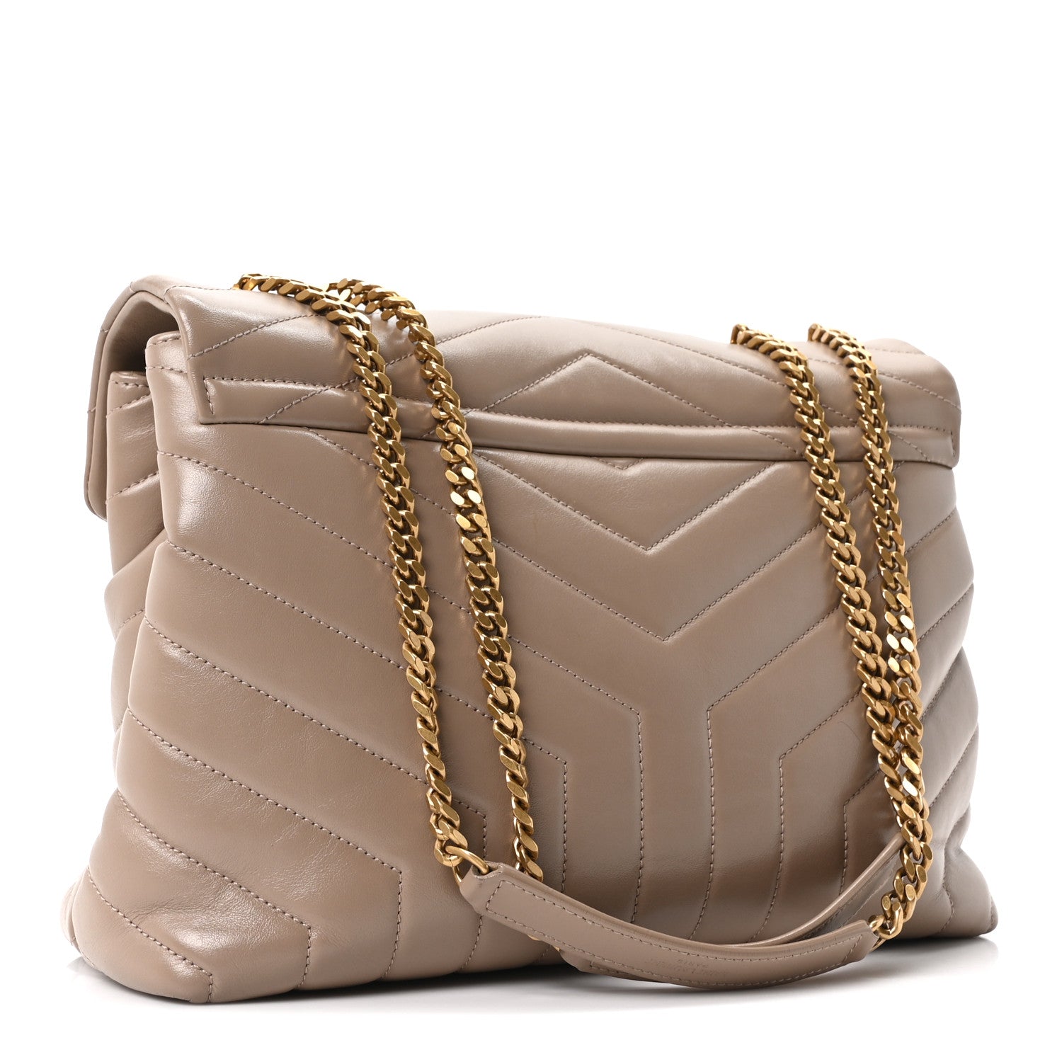 Saint Laurent Calfskin Y Quilted Monogram Medium Loulou Chain Satchel Dusty Grey 3 of 10