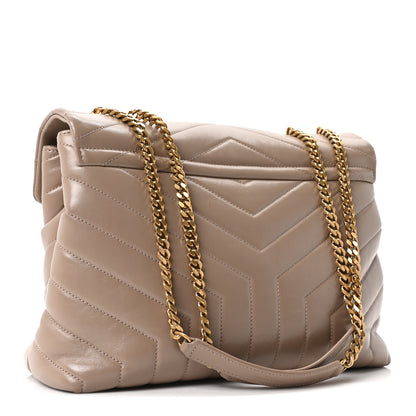 Saint Laurent Calfskin Y Quilted Monogram Medium Loulou Chain Satchel Dusty Grey 3 of 10