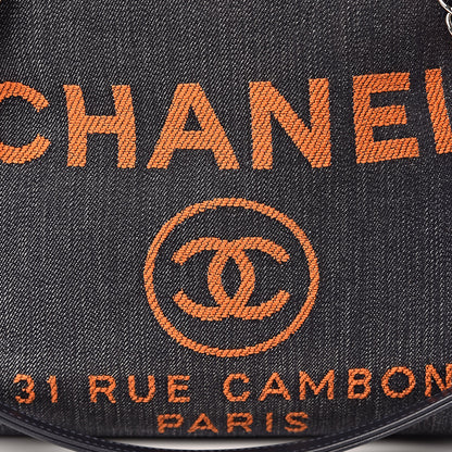 Chanel Denim Small Deauville Tote Blue Orange 8 of 11