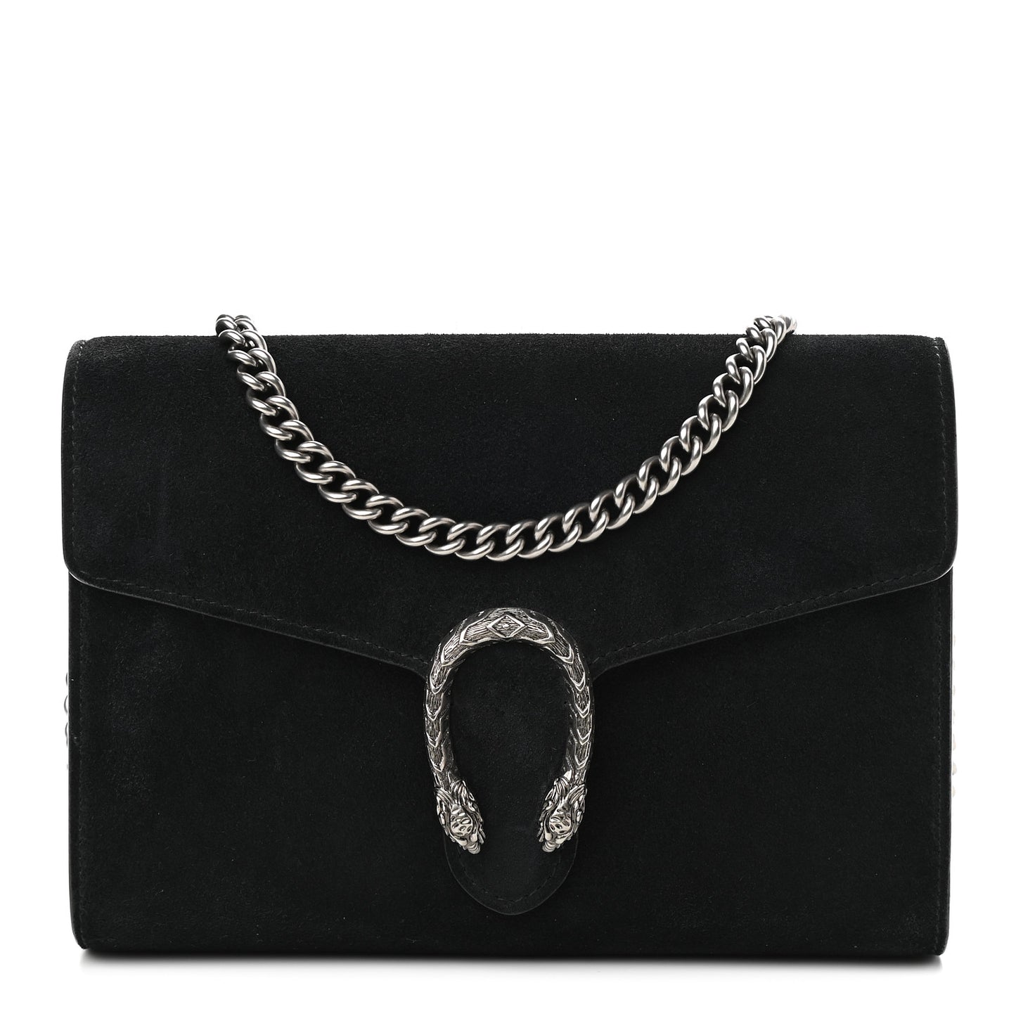 Suede Mini Dionysus Chain Wallet Black
