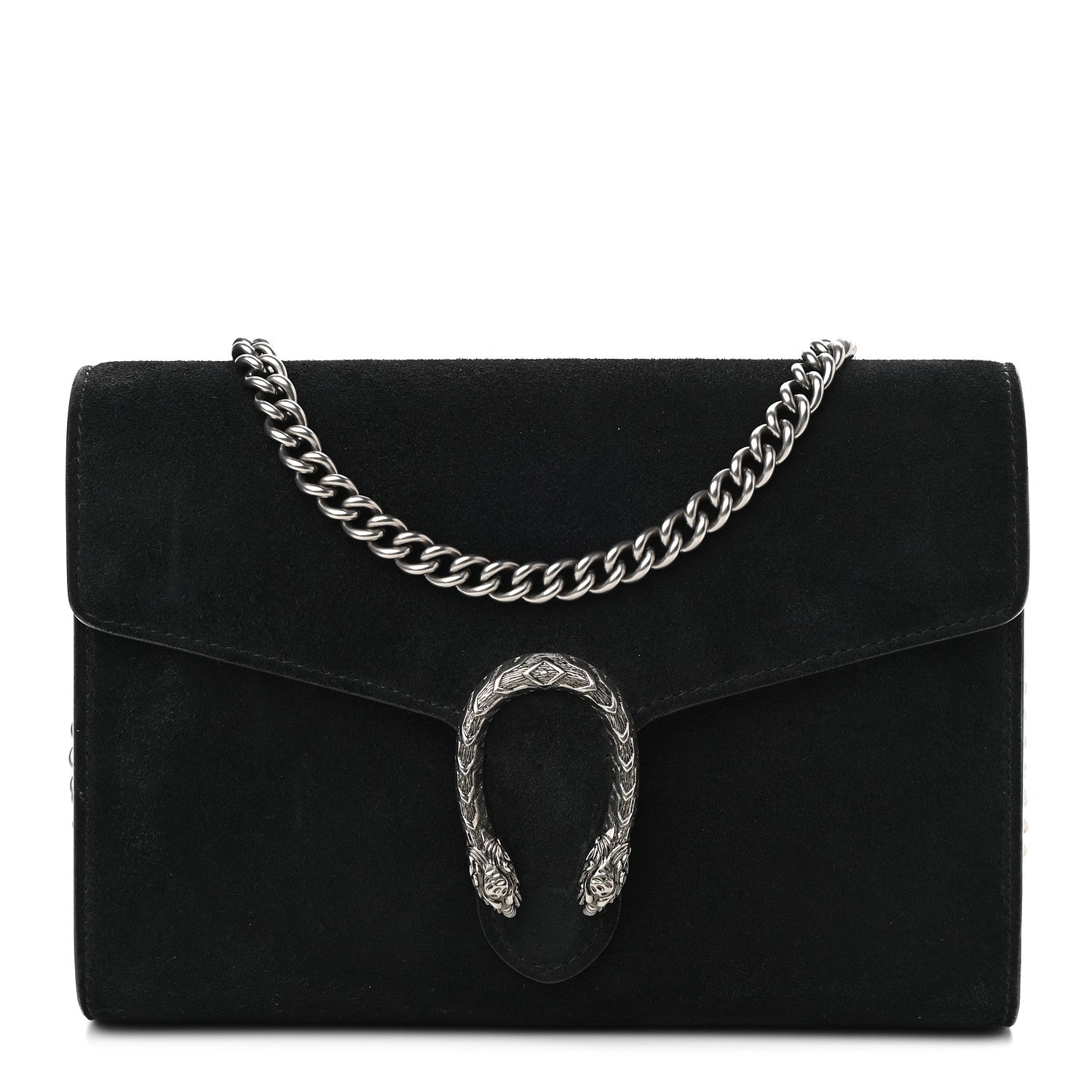 Gucci Suede Mini Dionysus Chain Wallet Black 1 of 8