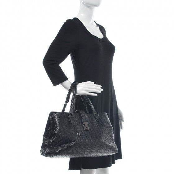 Nappa Intrecciato Medium Roma Tote Black