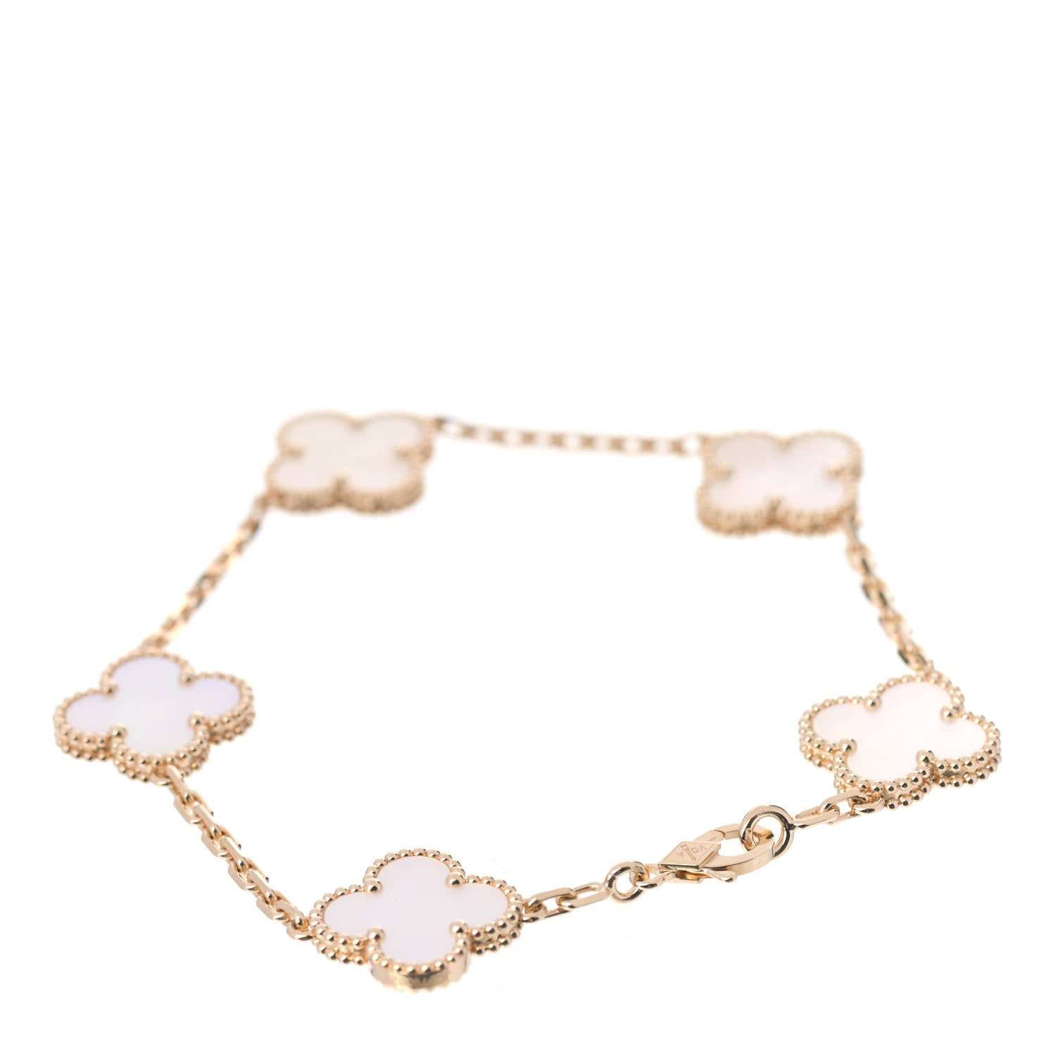 Van Cleef & Arpels 18K Yellow Gold Mother of Pearl 5 Motifs Vintage Alhambra Bracelet 3 of 6