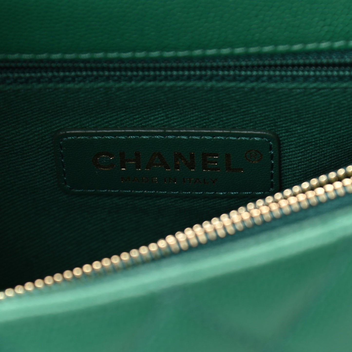 Caviar Quilted Small Coco Handle Flap Green