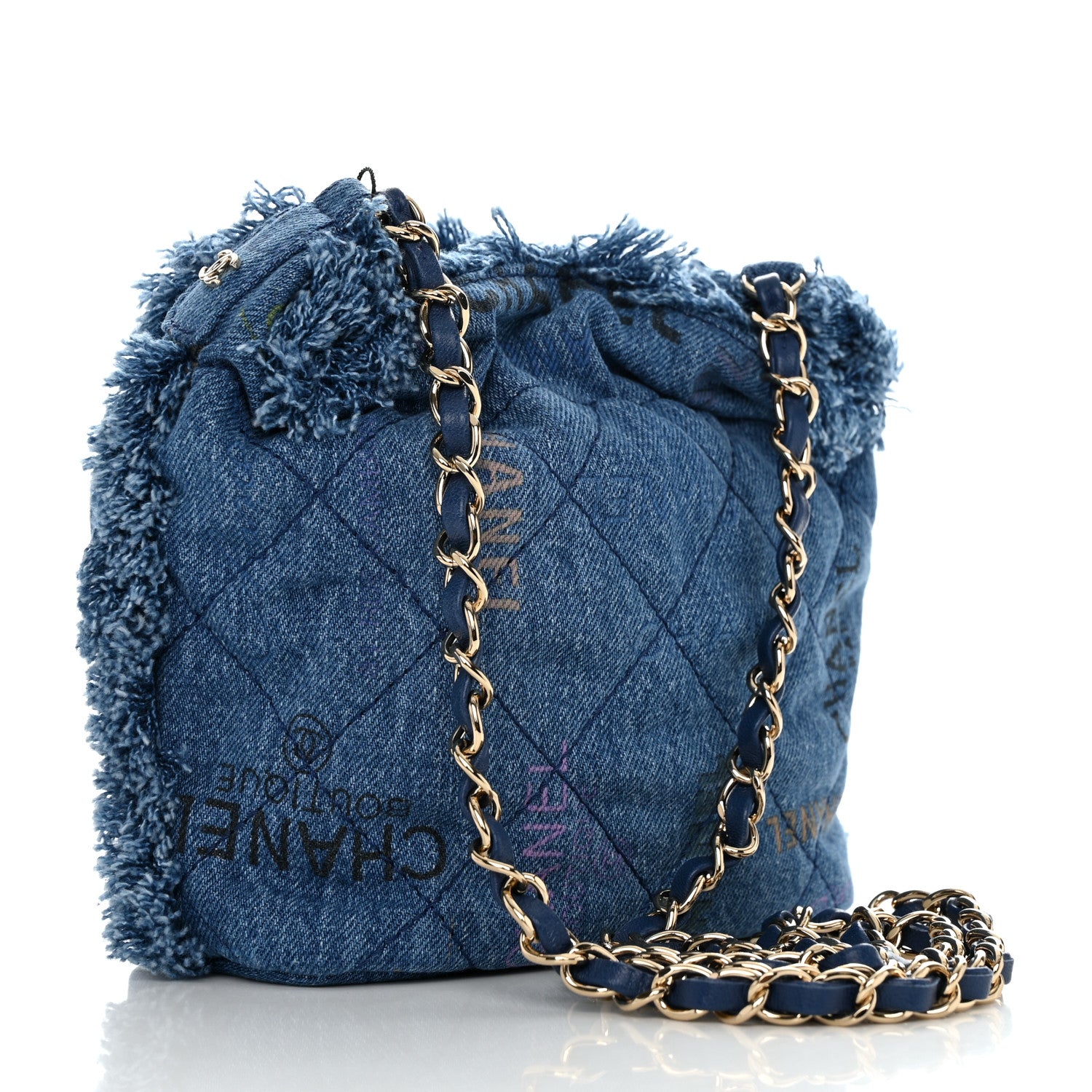 Chanel Denim Quilted Small Mood Bucket With Chain Blue Multicolor 2 of 11