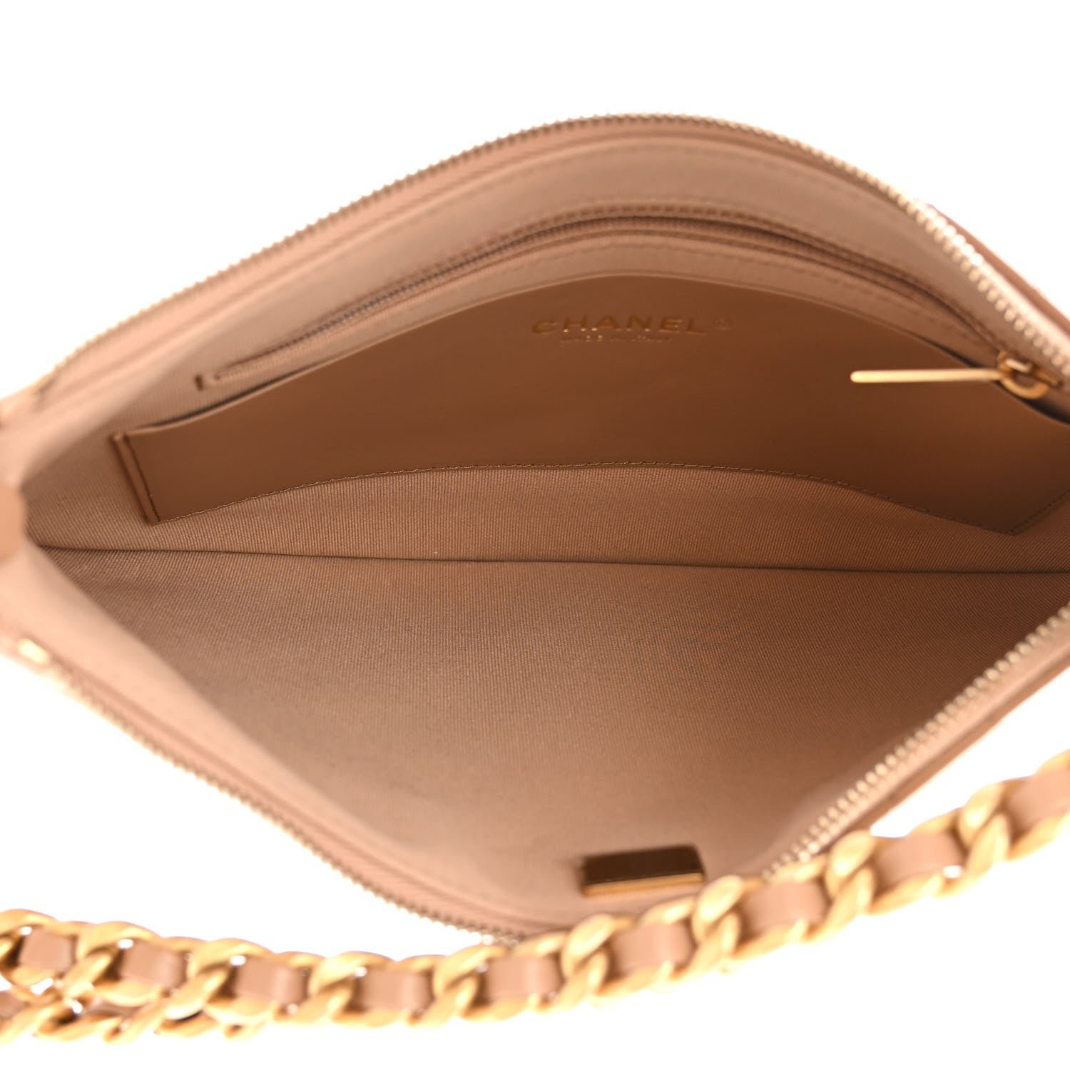 Chanel Shiny Crumpled Lambskin Quilted Large Trendy Chain Around Hobo Dark Beige 5 of 11
