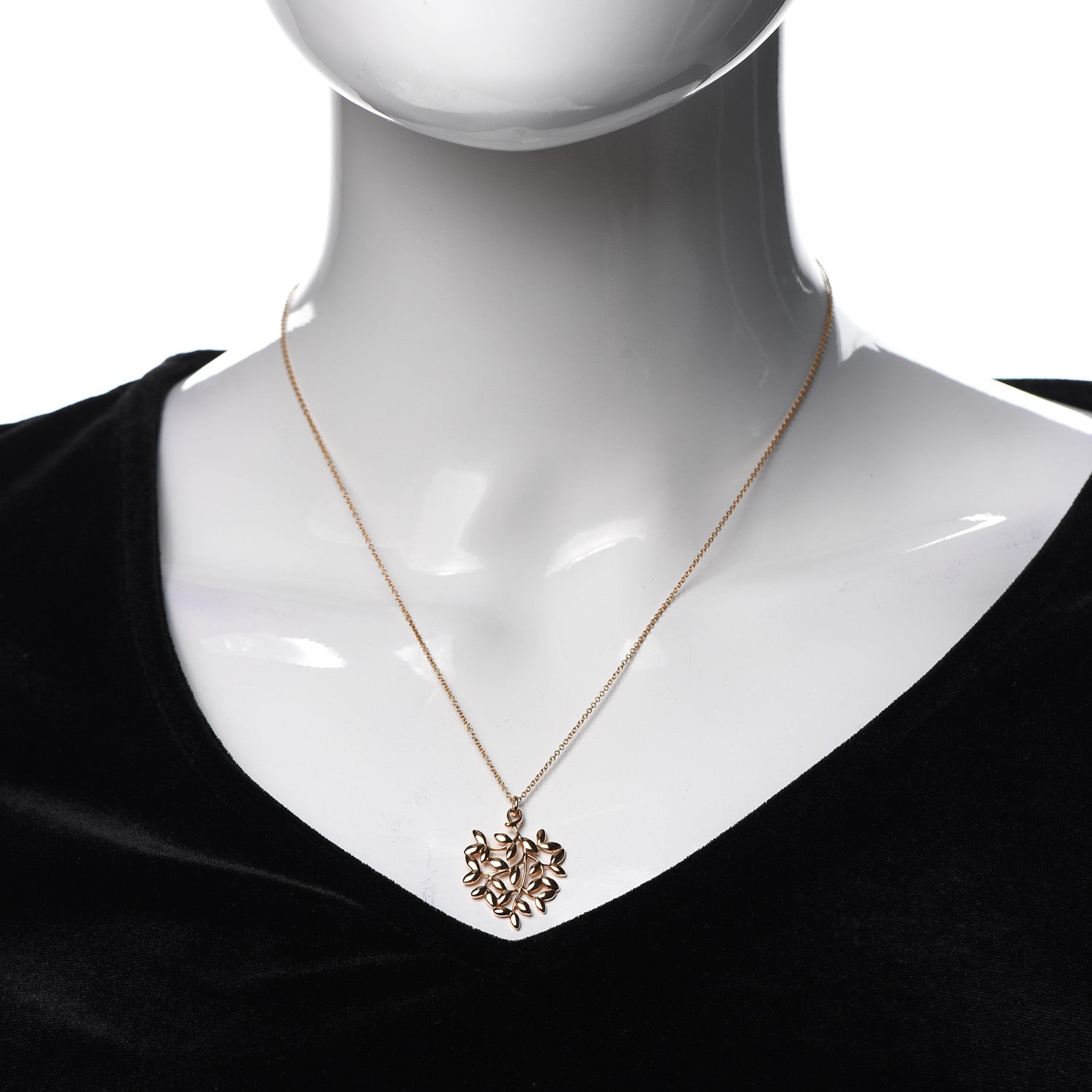 Tiffany 18K Rose Gold Small Paloma Picasso Olive Leaf Pendant Necklace 2 of 6