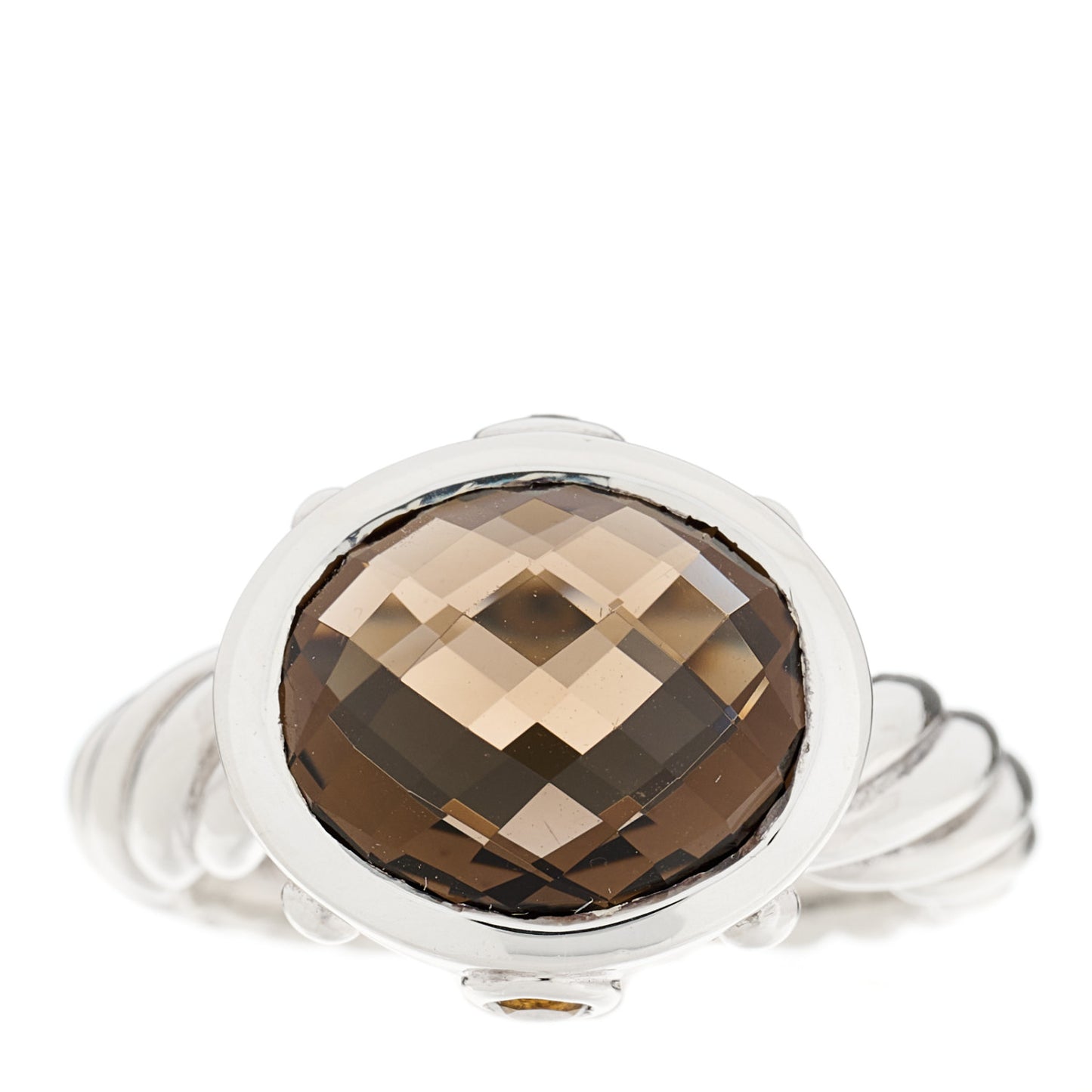 Sterling Smoky Quartz Citrine 11mm Renaissance Ring 53/6.25