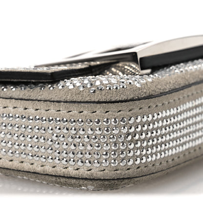 Fendi Crystal Vitello Laminato FF Nano Maxi Buckle Baguette Charm  Crystal Argento 9 of 11