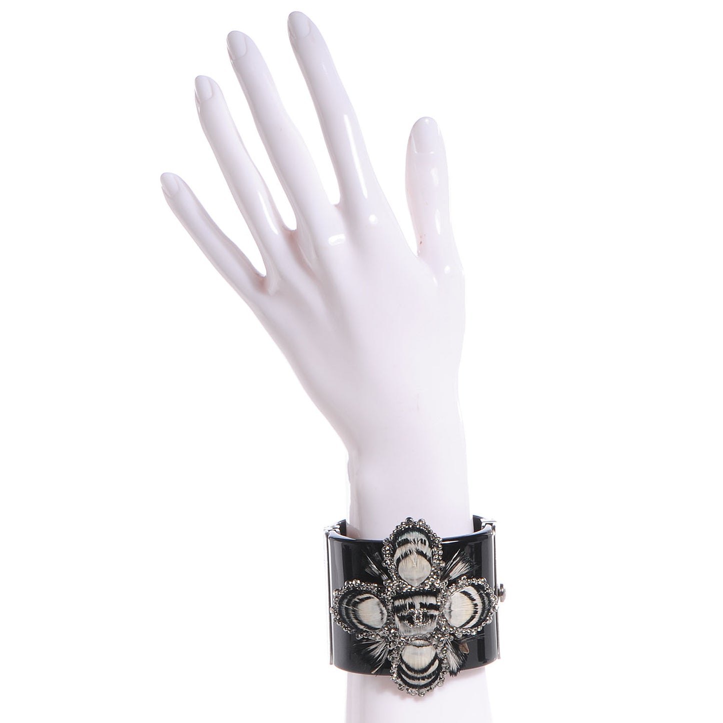 Resin Crystal Feather CC Cuff Black