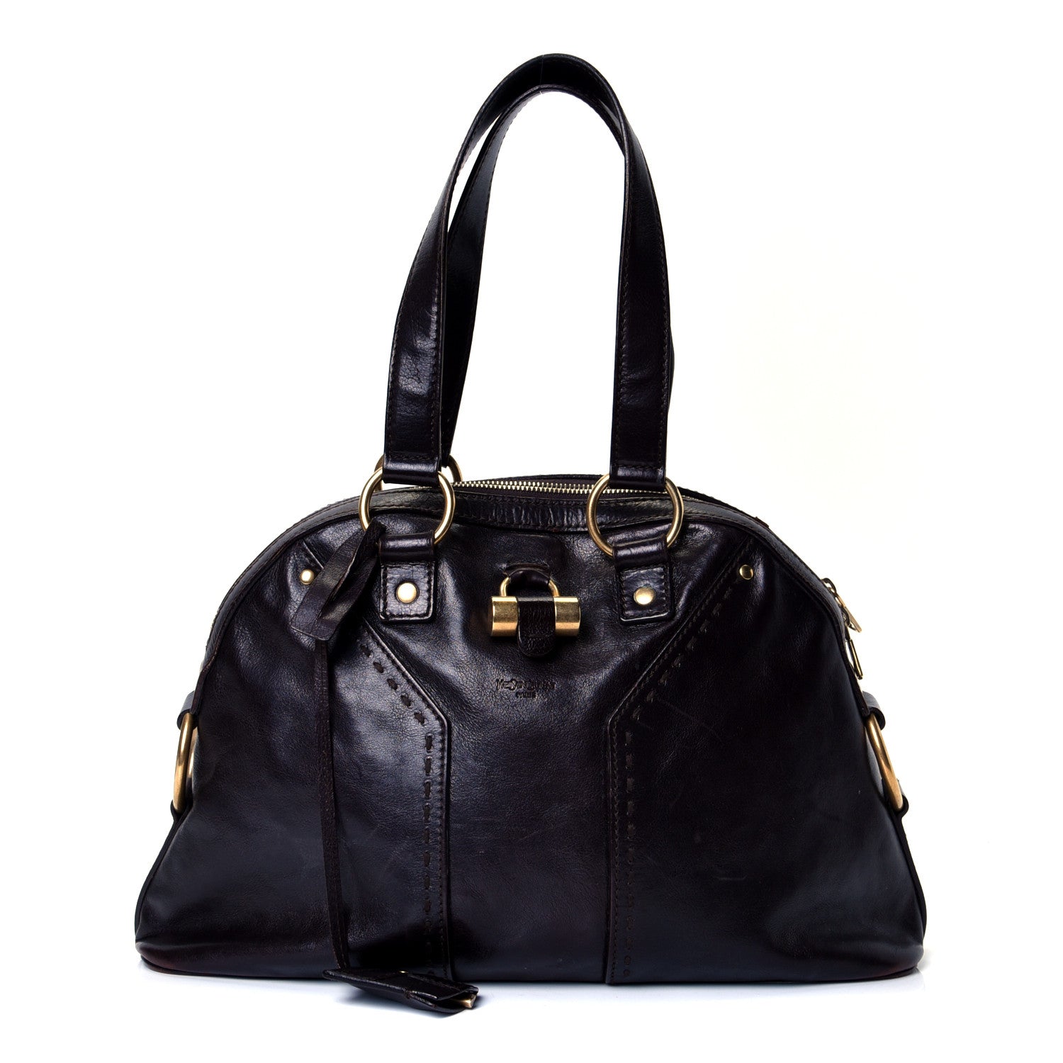 Saint Laurent Patent Calfskin Medium Muse Chocolate 1 of 4