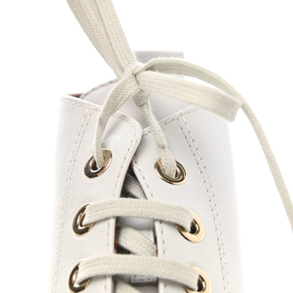 Chanel Calfskin CC Turnlock Lace Up Boots 41 White 10 of 11
