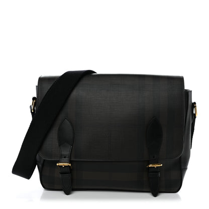 Burberry Smoked Check Medium Hendley Messenger Bag Black 1 of 10