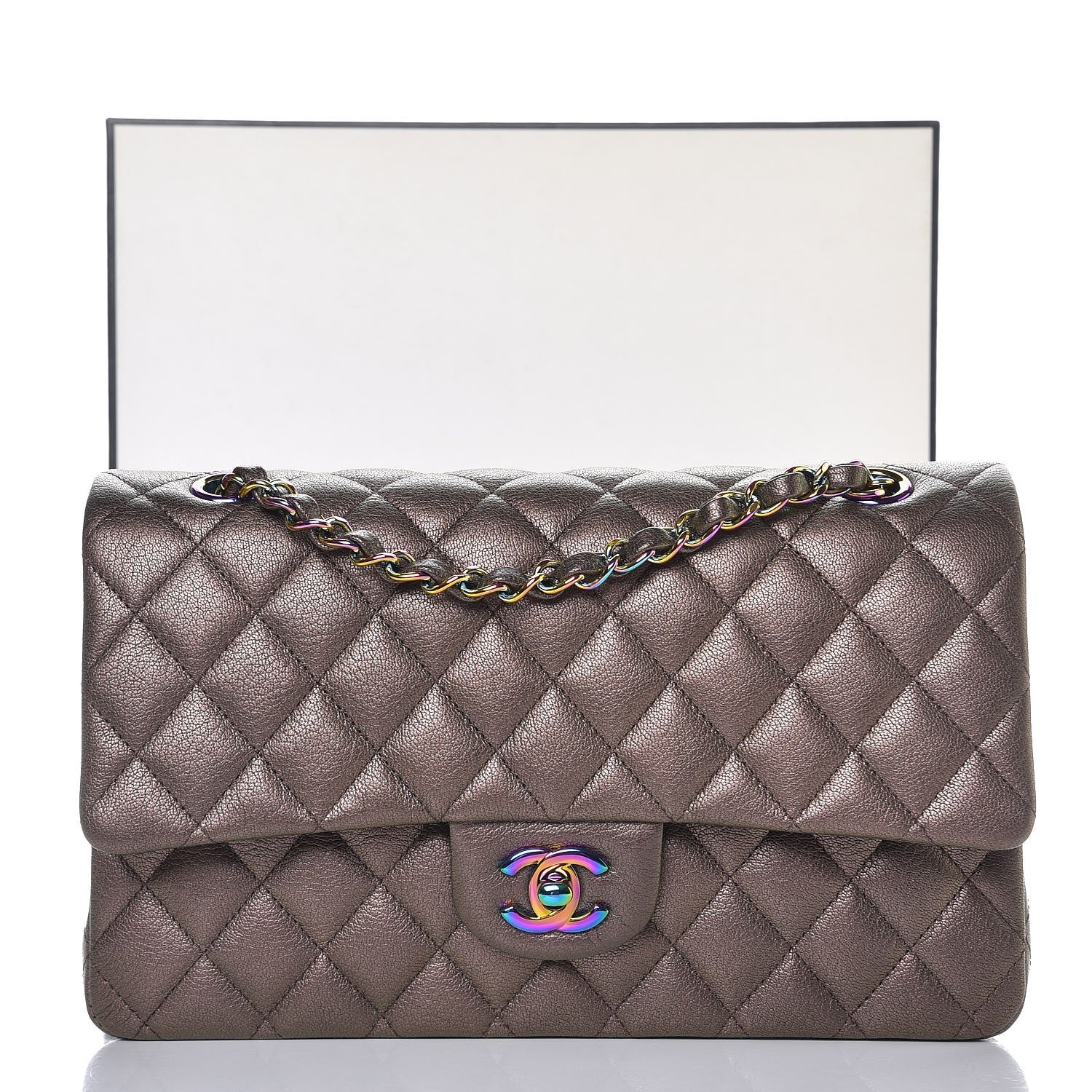 Chanel Iridescent Goatskin Quilted Medium Double Flap Bronze 8 of 8
