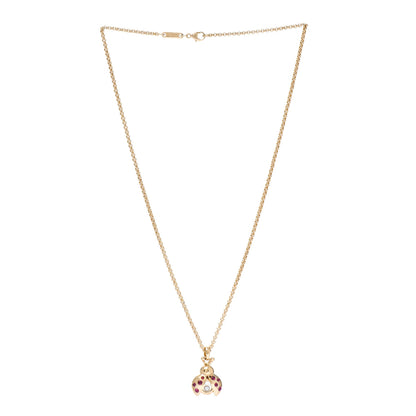 Chopard 18K Yellow Gold Diamond Ruby Happy Diamonds Ladybug Pendant Necklace 3 of 7