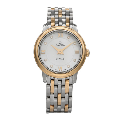Omega Stainless Steel 18K Yellow Gold Diamond Mother of Pearl 24mm De Ville Prestige Quartz Watch 424.20.24.60.55.001 1 of 5