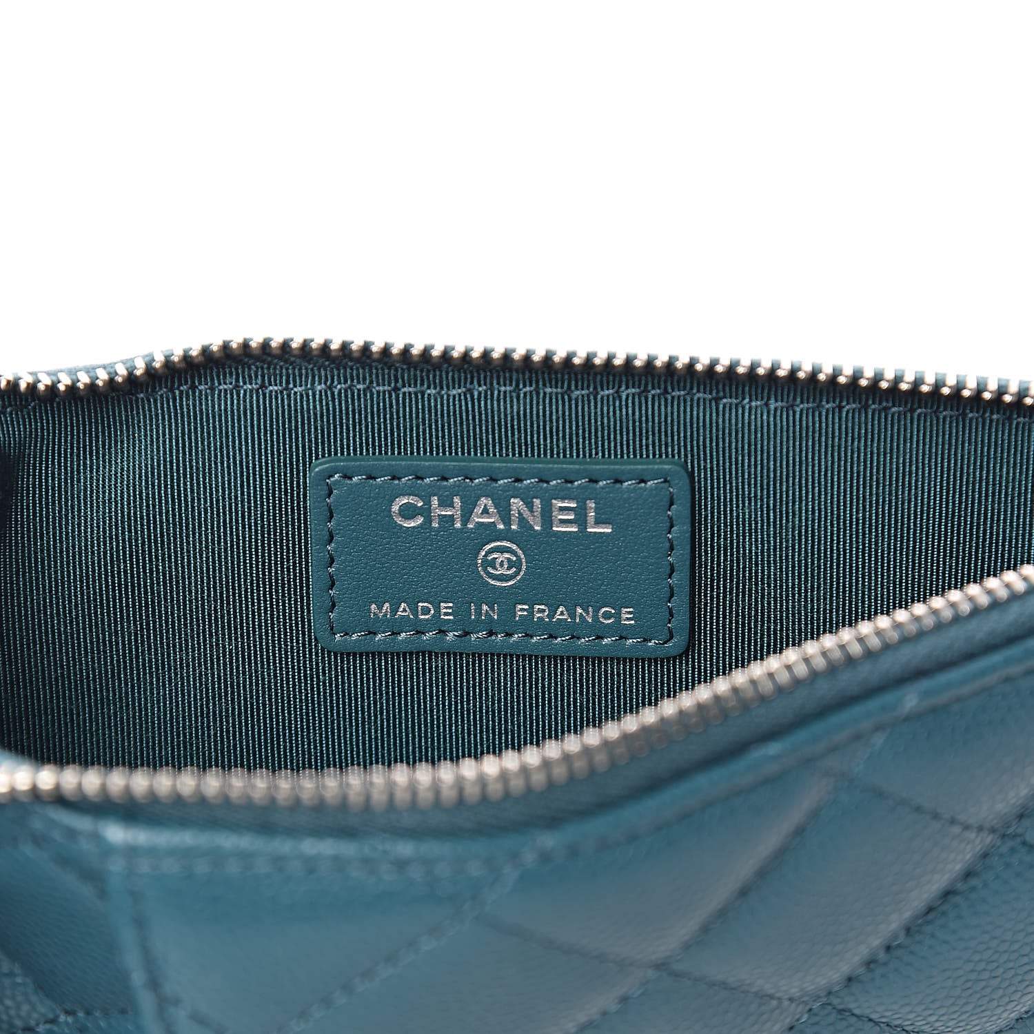 Chanel Caviar Quilted Classic Flat Wallet Pouch Dark Turquoise 6 of 8