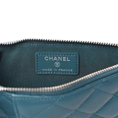 Chanel Caviar Quilted Classic Flat Wallet Pouch Dark Turquoise 6 of 8
