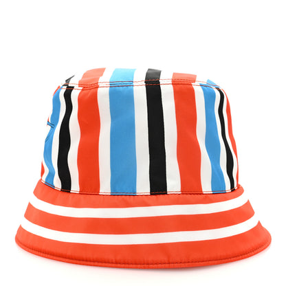 Prada Re-Nylon Logo Striped Womens Bucket Hat L Arancio Mare 5 of 8