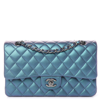 Chanel Metallic Lambskin Quilted Medium Double Flap Turquoise 1 of 13