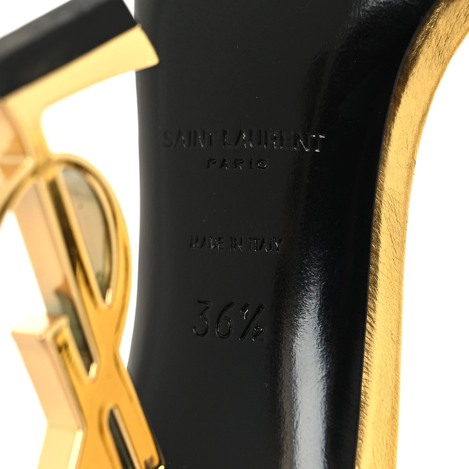 Saint Laurent Metallic Lambskin Opyum 110 Sandals 36.5 Oro 7 of 10