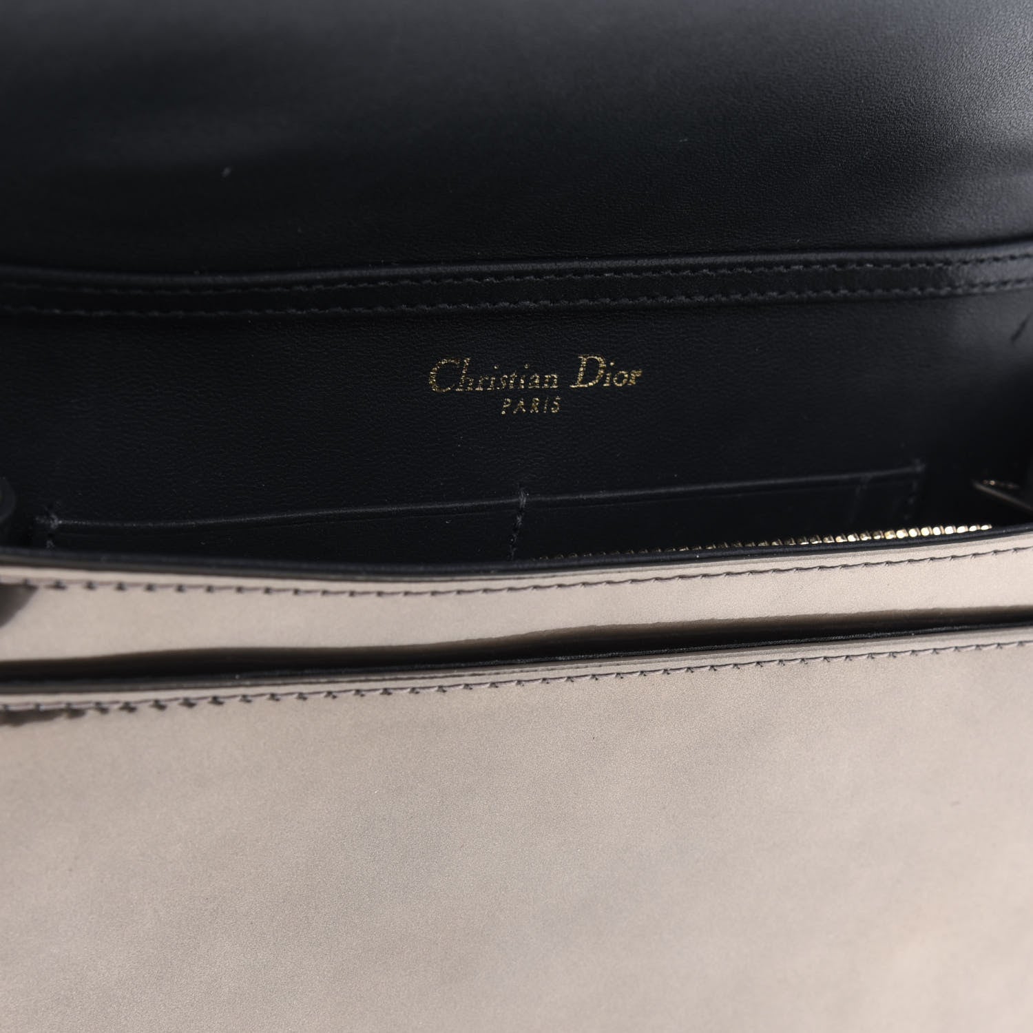 Christian Dior Metallic Patent Micro-Cannage Diorama Wallet on Chain Pouch Gold 12 of 20