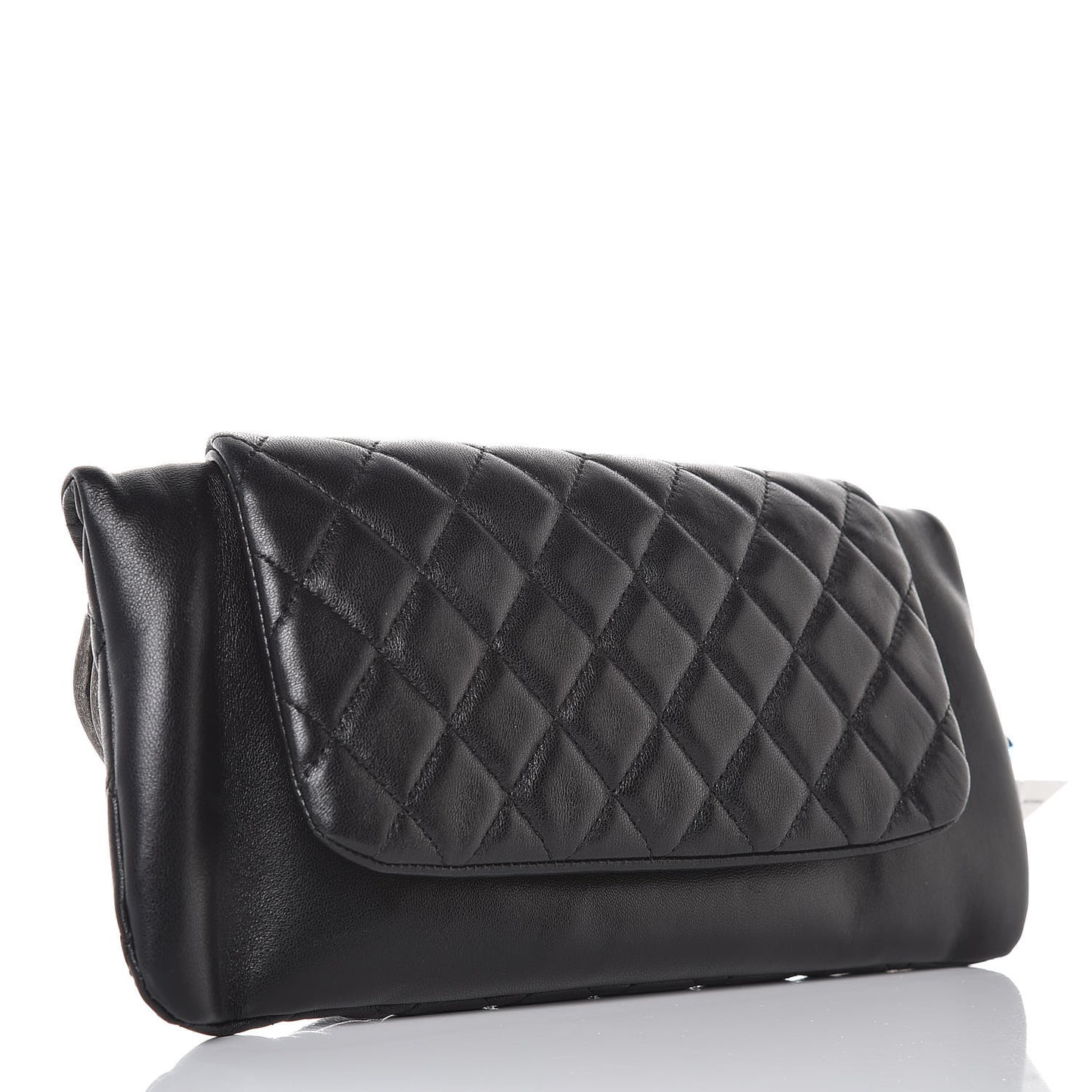 Lambskin Quilted Frame Clasp Flap Clutch Black