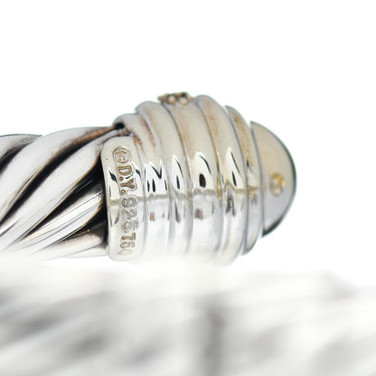 David Yurman Sterling Silver 18K Yellow Gold Diamond 10mm Cable Classics Dome Bracelet 4 of 4