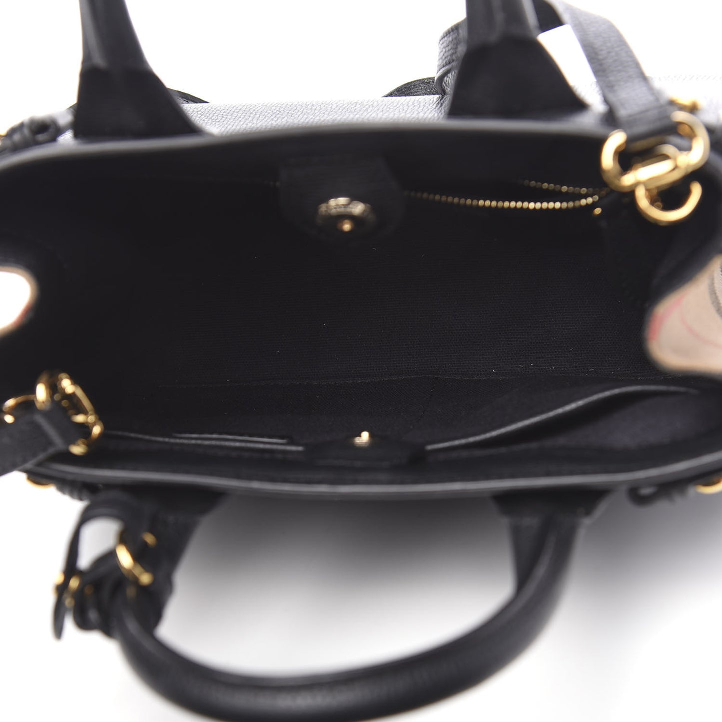 Grainy Calfskin House Check Small Banner Tote Black