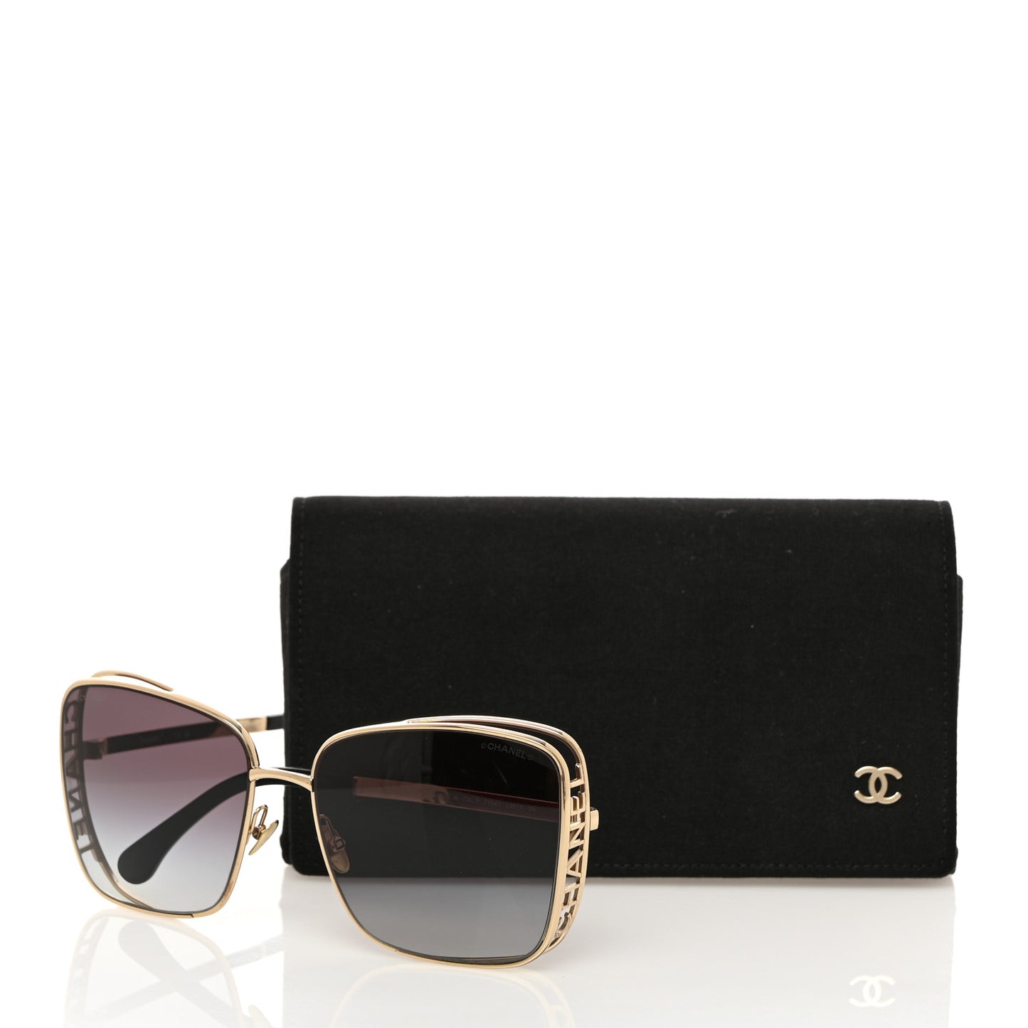 Metal Logo Square Sunglasses 71541 Gold