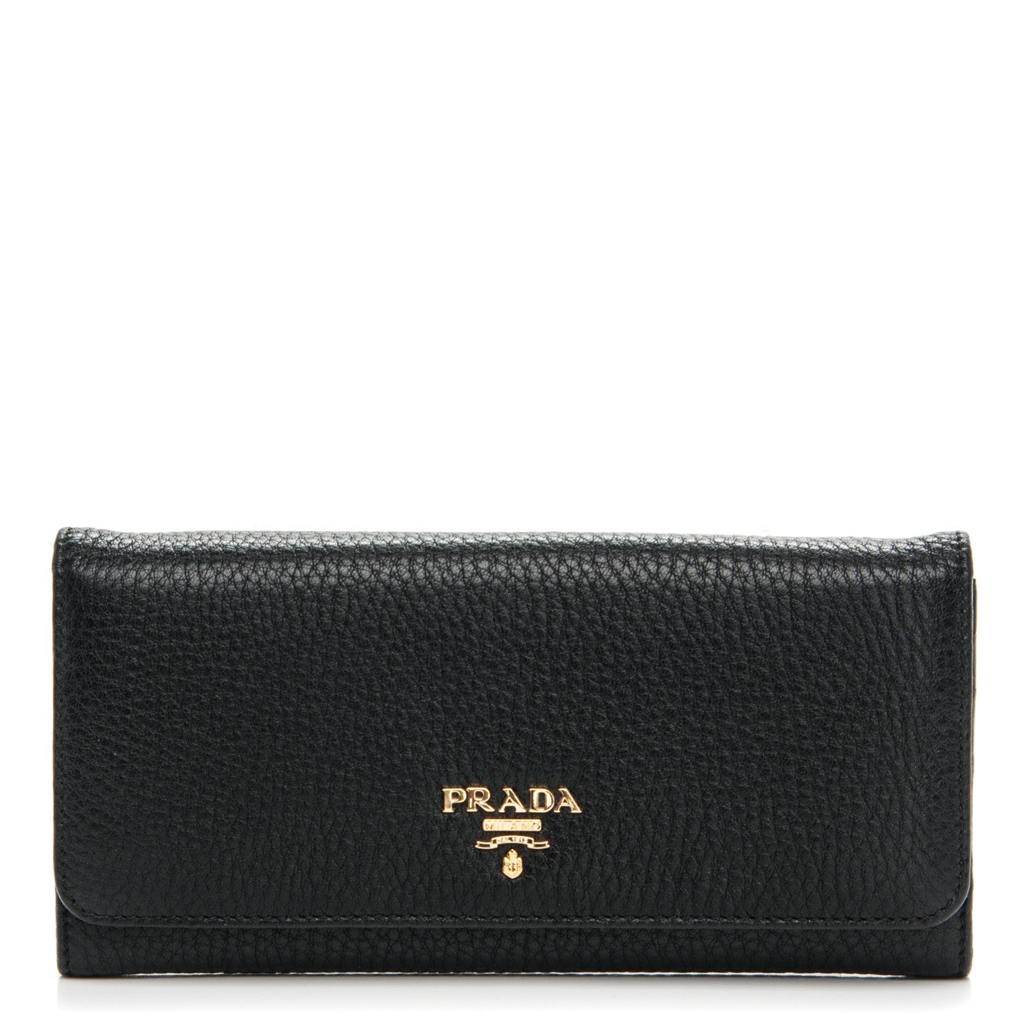 Prada Vitello Daino Continental Flap Wallet Nero Black 1 of 8
