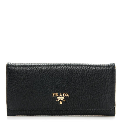 Prada Vitello Daino Continental Flap Wallet Nero Black 1 of 8