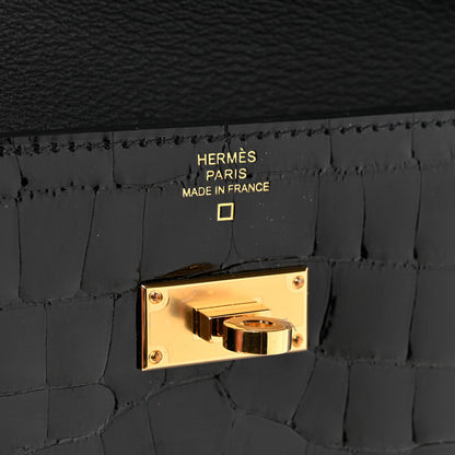 Hermes Shiny Alligator Kelly Pocket Long Wallet Black 7 of 9