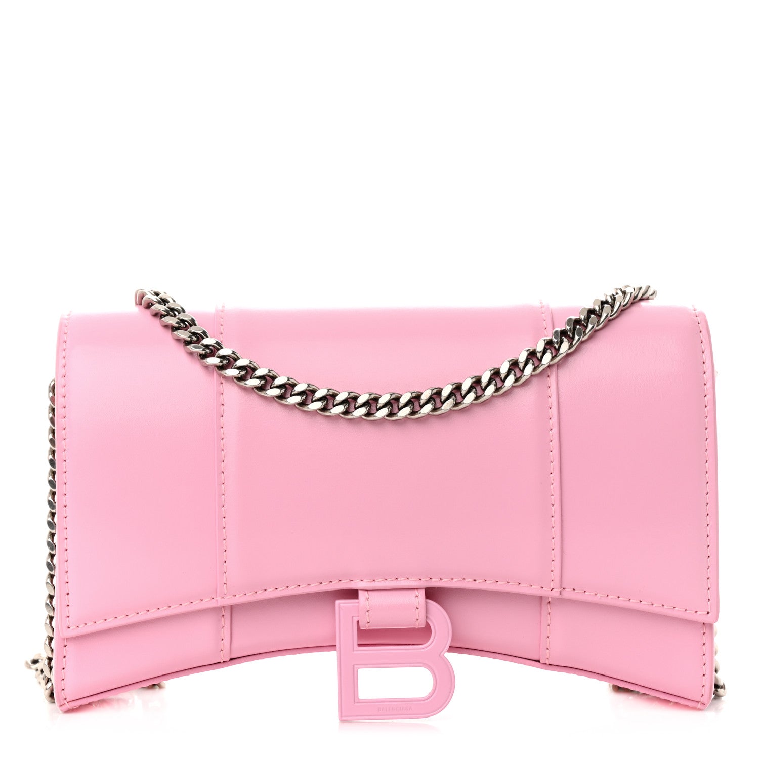 Balenciaga Shiny Box Calfskin Tonal B Hourglass Chain Bag Candy Pink 1 of 9