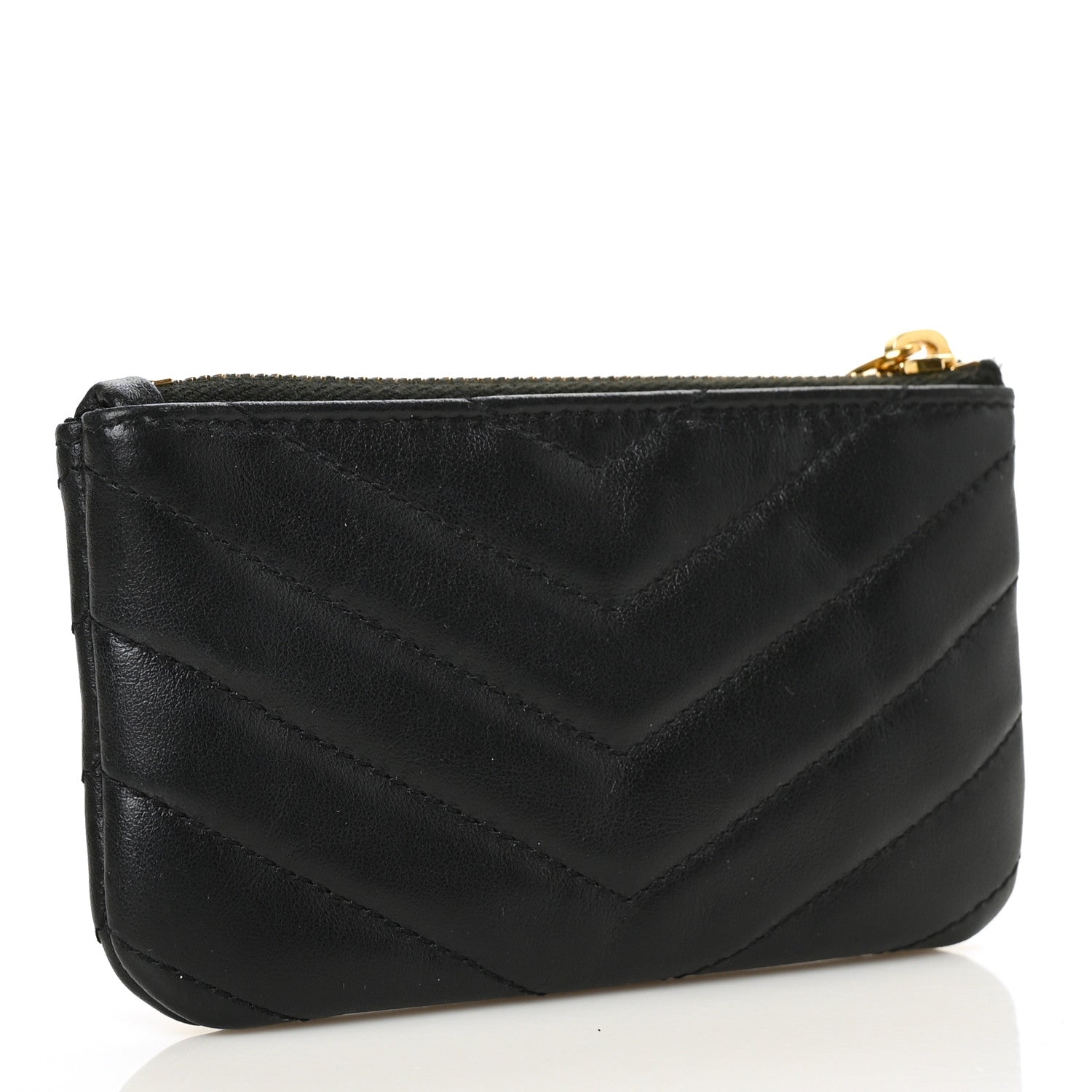 Saint Laurent Calfskin Matelasse Monogram Key Pouch Black 3 of 7