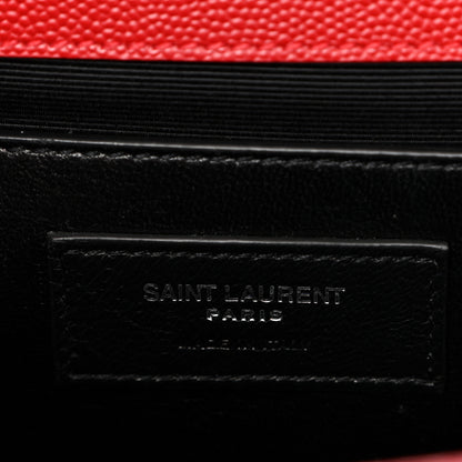 Saint Laurent Grain De Poudre Textured Mixed Matelasse Triquilt Medium Monogram Satchel New Red 6 of 10