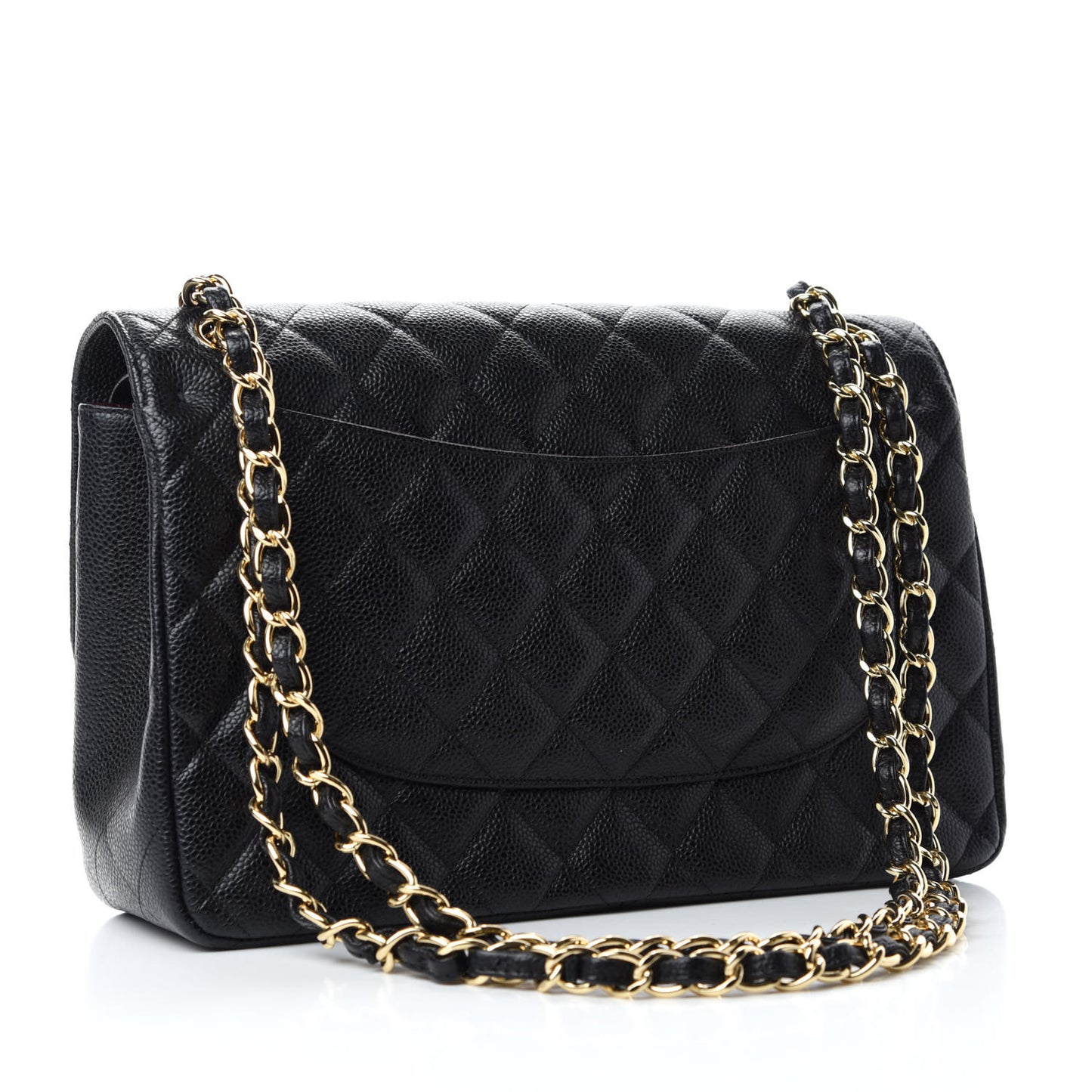 Caviar Quilted Jumbo Double Flap Black
