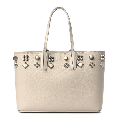 Christian Louboutin Calfskin Spikes Small East West Cabata Tote Light Grey 3 of 10