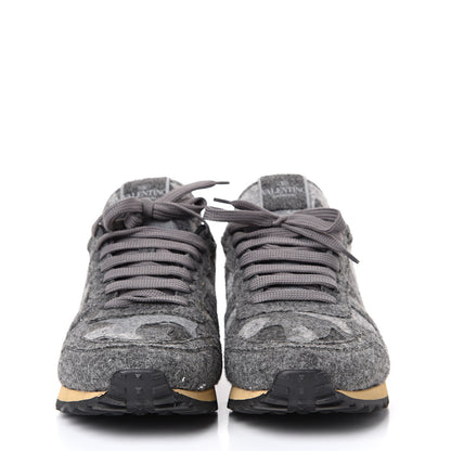 Valentino Garavani Felt Nappa Camouflage Mens Rockrunner Sneakers 41 Grey Green 2 of 7