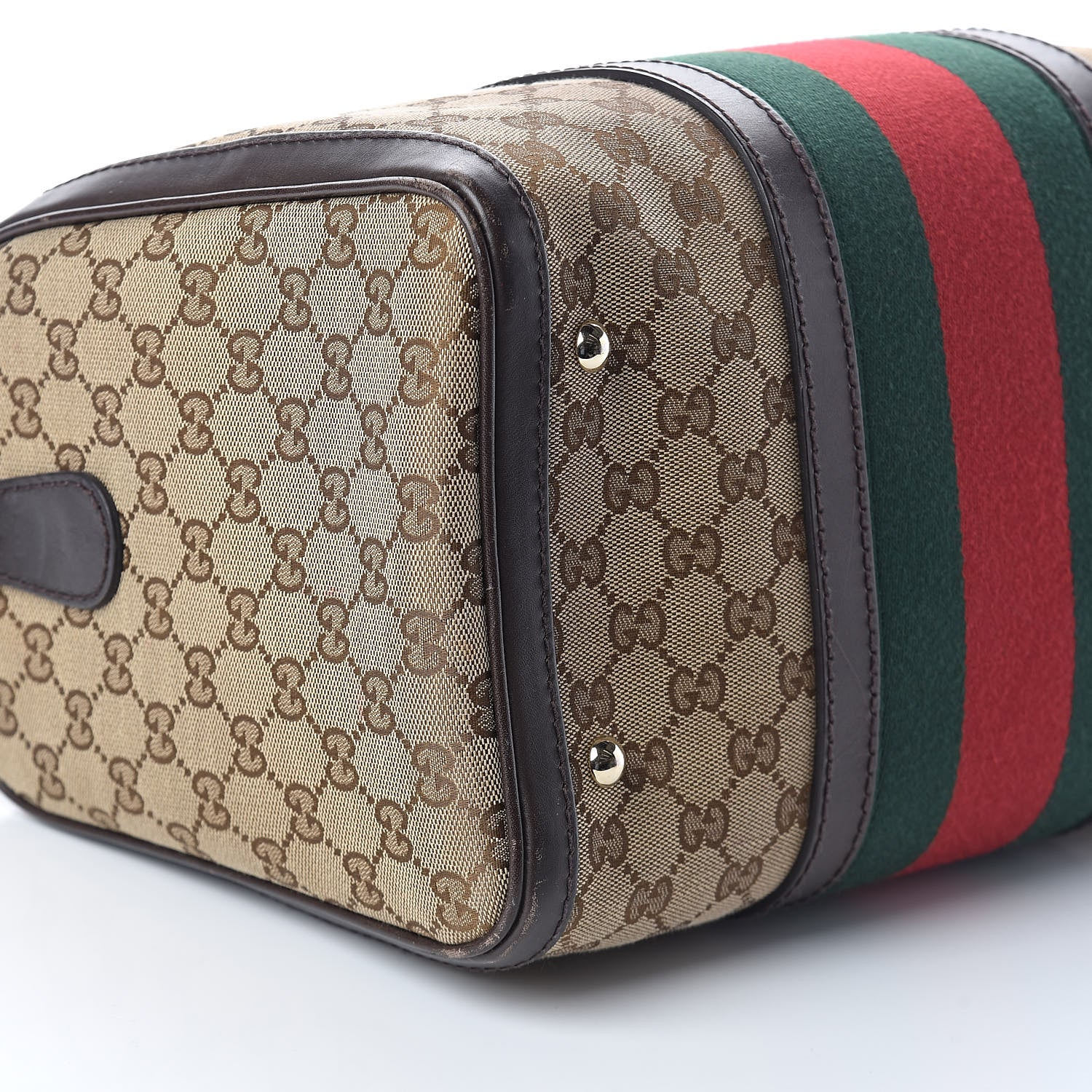 Gucci Monogram Vintage Web Medium Boston Dark Brown 8 of 9