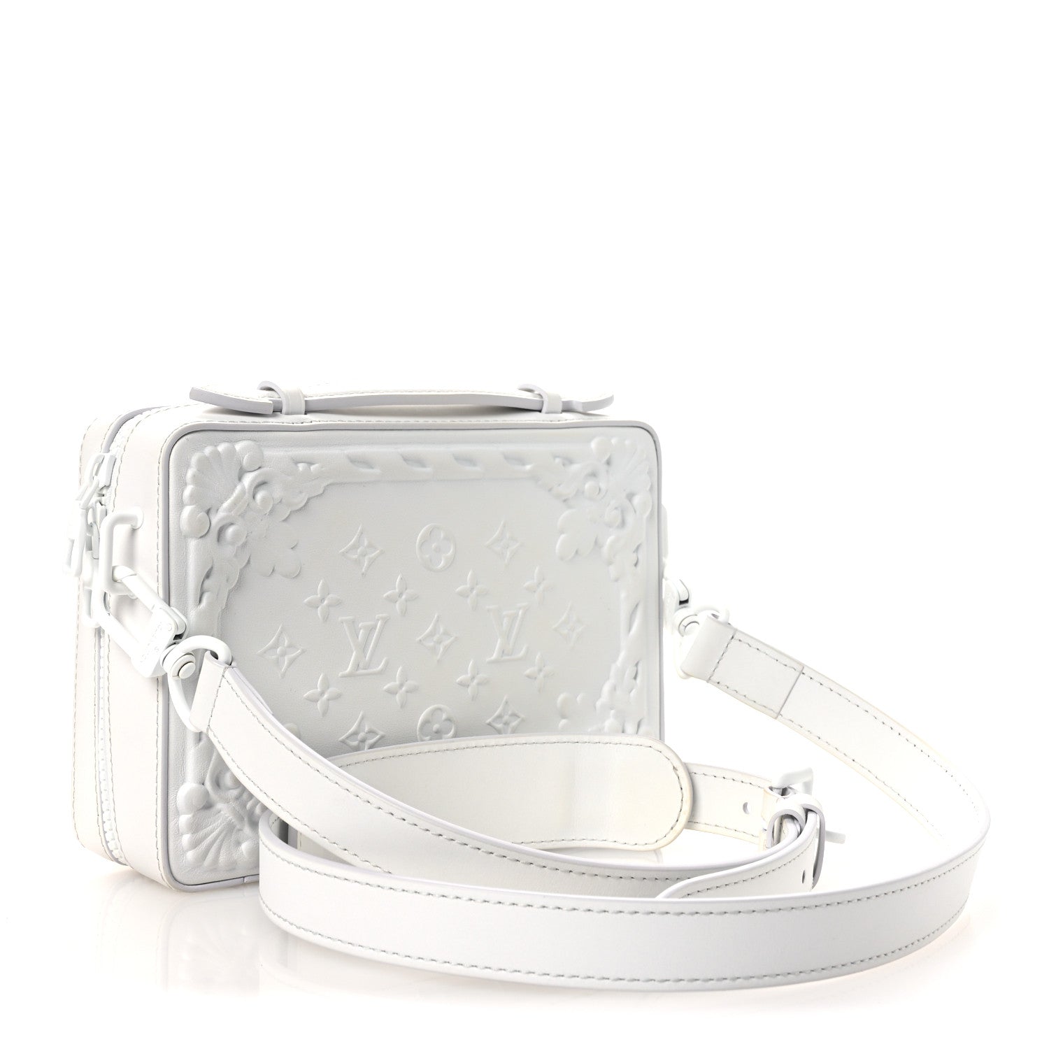 Louis Vuitton Calfskin LV Ornament Soft Trunk Optic White 3 of 10