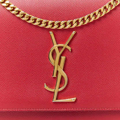 Saint Laurent Grain De Poudre Medium Monogram Kate Satchel Red 9 of 12
