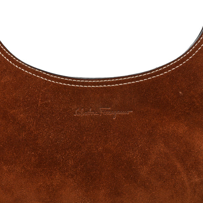 Salvatore Ferragamo Suede Stitched Hobo Brown 6 of 8