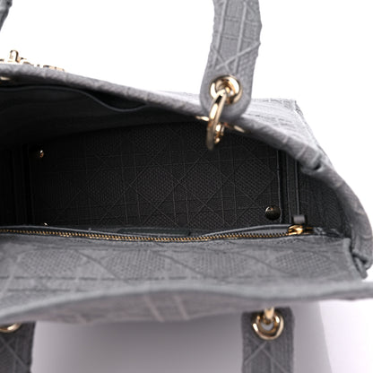 Christian Dior Canvas Embroidered Cannage Medium Lady D-Lite Gray 4 of 8