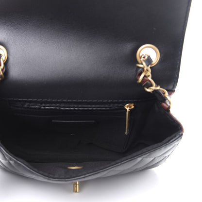 Chanel Calfskin Quilted Small Strap Into Flap Bag Black Brown 6 of 12